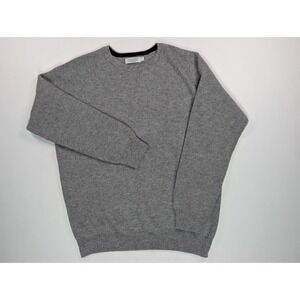 Lochmere Grey 100% Cashmere Ribbed Crewneck Sweater Mens Large Cozy Knit Preppy